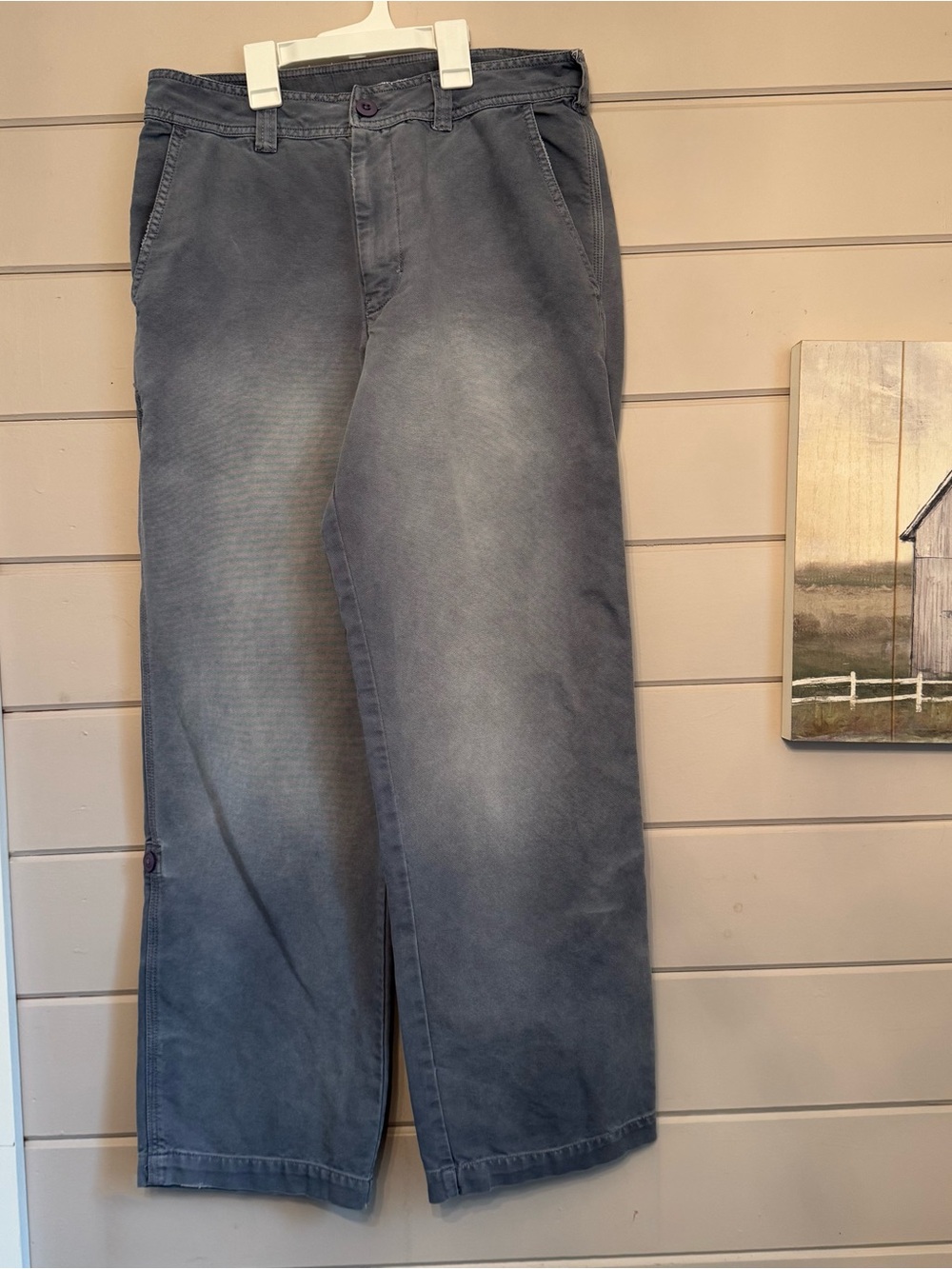 Free People Dark Gray Wide-Leg Washed Capri/Pants